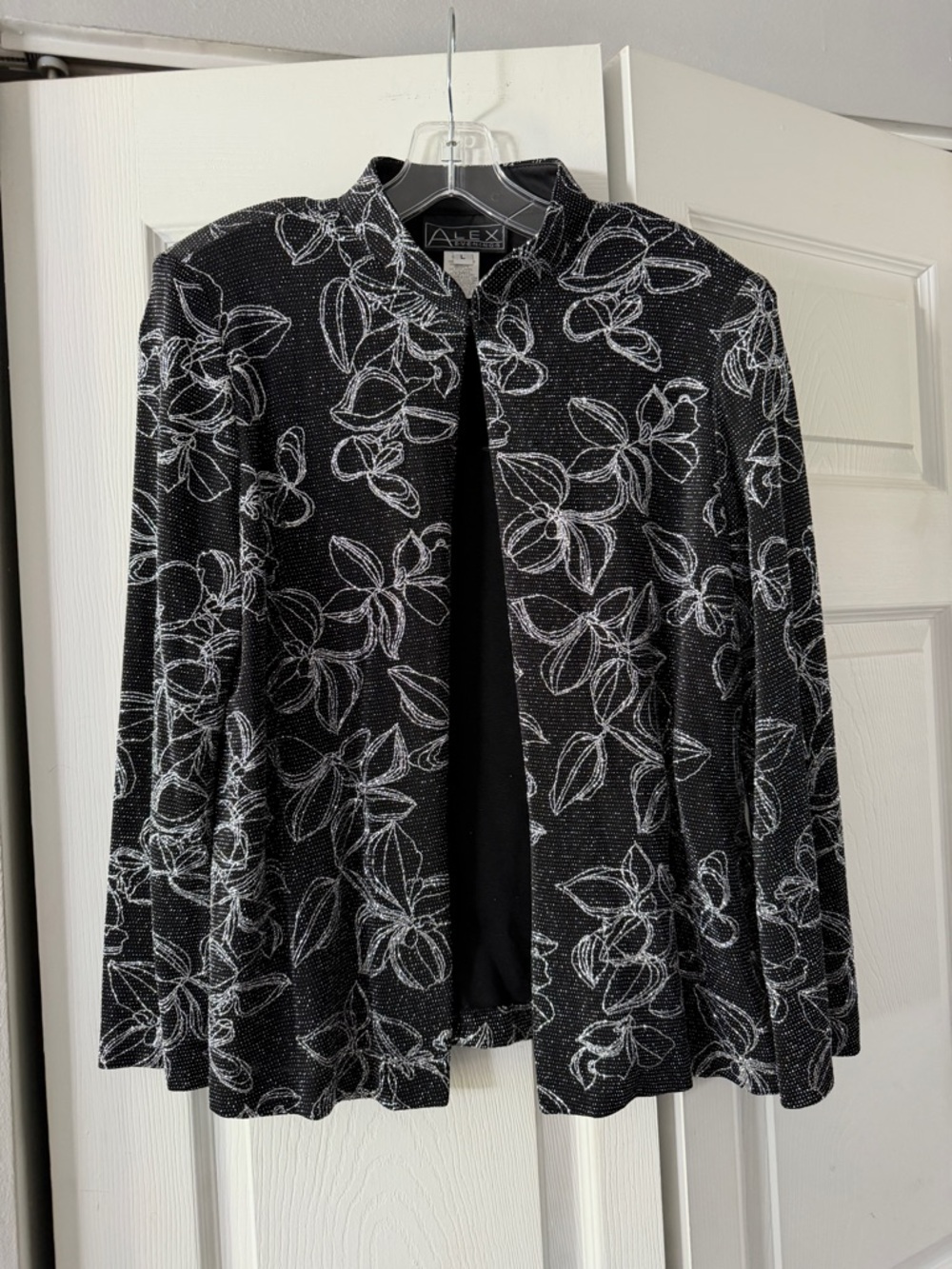 Alex Evenings Black Open Cardigan with White Label Detail